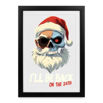 Terminator Père Noël être de retour cadeaux - Affiche encadrée (27 × 37 cm) - noir - Devant