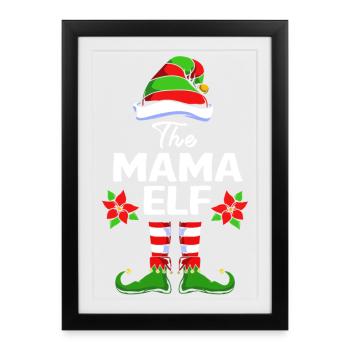 Elfe Elfe Cadeau de Noël Maman Maman - Affiche encadrée (27 × 37 cm) - noir - Devant
