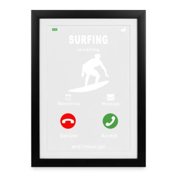 surfing is calling - Framed poster (27 × 37 cm) - black - Front