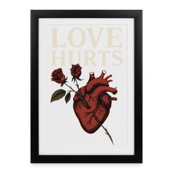 L’amour blesse le cœur et la conception de la rose - Affiche encadrée (27 × 37 cm) - noir - Devant