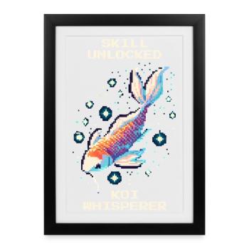 Skill Unlocked: Koi Whisperer | Koi Pond - Framed poster (27 × 37 cm) - black - Front