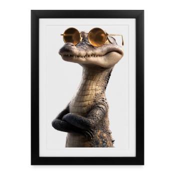Caïman Crocodile Alligator Reptiles Crocodile Caïmans - Affiche encadrée (27 × 37 cm) - noir - Devant