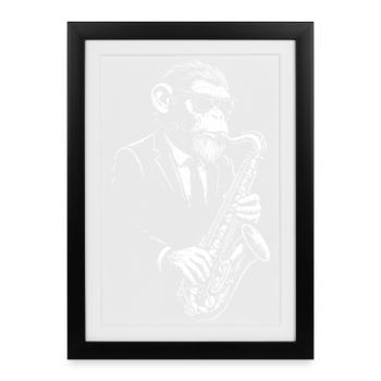 Jazz Sax Monkey in Suit - Framed poster (27 × 37 cm) - black - Front