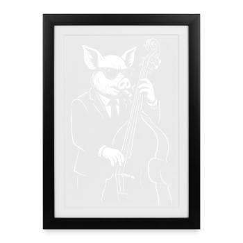 Jazz Pig Bassiste en costume - Affiche encadrée (27 × 37 cm) - noir - Devant