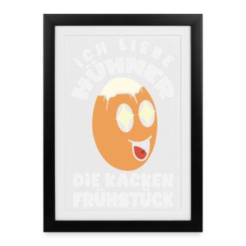 I love chickens – they poop breakfast - Framed poster (27 × 37 cm) - black - Front