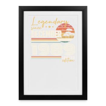 Cadeau 36e Anniversaire Décembre 1989 - Affiche encadrée (27 × 37 cm) - noir - Devant