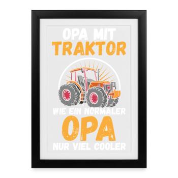 Landwirt Bauernhof Farmer Bauer Opa Großvater Trak - Gerahmtes Poster (27 × 37 cm) - Schwarz - Vorne