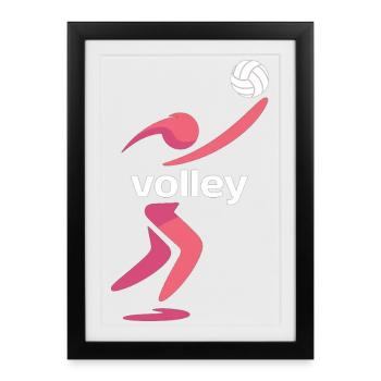 Graphismes sportifs de volley-ball - Affiche encadrée (27 × 37 cm) - noir - Devant