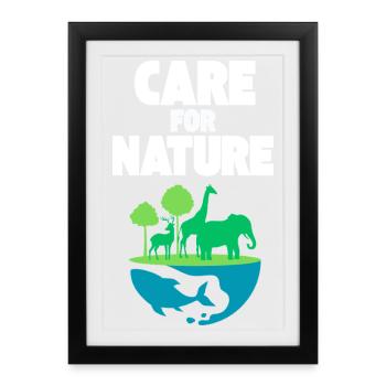 Care for Nature: Wildlife Scene - Framed poster (27 × 37 cm) - black - Front