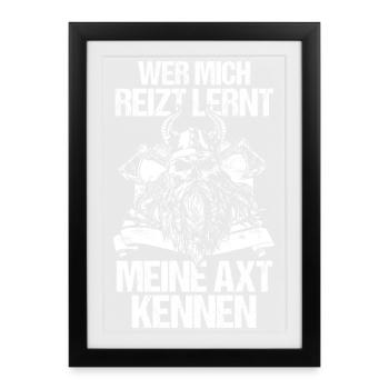 Mur des Boucliers Médiévaux Marché Médiéval Viking - Affiche encadrée (27 × 37 cm) - noir - Devant