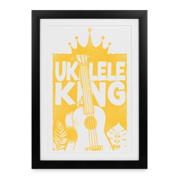 Ukulélé hawaïen Ukulélé roi Ukulélé - Affiche encadrée (27 × 37 cm) - noir - Devant