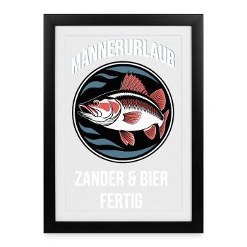 Pêche des hommes à Zander & Beer - Affiche encadrée (27 × 37 cm) - noir - Devant