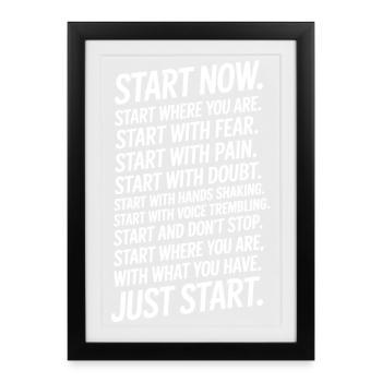 Commencez maintenant Entreprise Fitness Motivation Dire Commencer - Affiche encadrée (27 × 37 cm) - noir - Devant