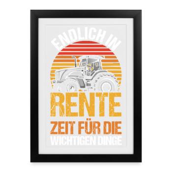 Régime de retraite Tracteur Pensionnaire Pensionnaire Agriculteur de retraite Trak - Affiche encadrée (27 × 37 cm) - noir - Devant