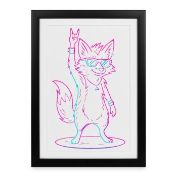 Rockender Fuchs Mit Sonnenbrille Cool - Gerahmtes Poster (27 × 37 cm) - Schwarz - Vorne