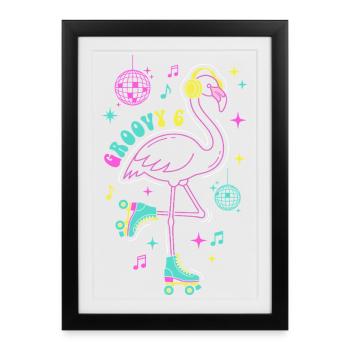 Groovy 6 Birthday Flamingo - Framed poster (27 × 37 cm) - black - Front