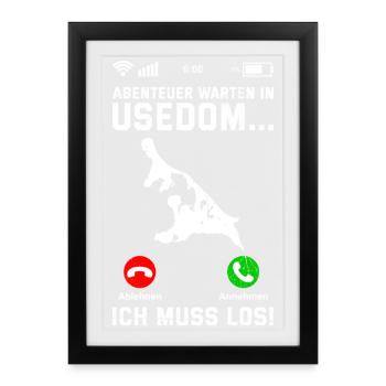 Island of Usedom ADVENTURE AWAITS IN USEDOM MUST GO - Framed poster (27 × 37 cm) - black - Front