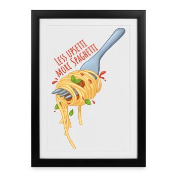 Less Upsetti More Spaghetti – Kawaii Food Meme - Framed poster (27 × 37 cm) - black - Front