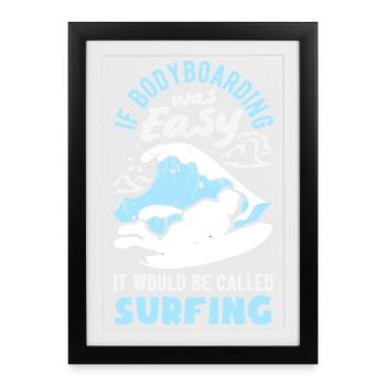 Surfeur Surfeur Bodyboarder - Affiche encadrée (27 × 37 cm) - noir - Devant