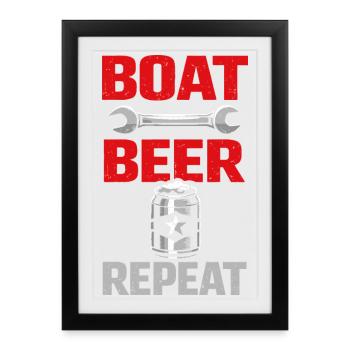 Entretien des bateaux, réparations, humour, - Affiche encadrée (27 × 37 cm) - noir - Devant