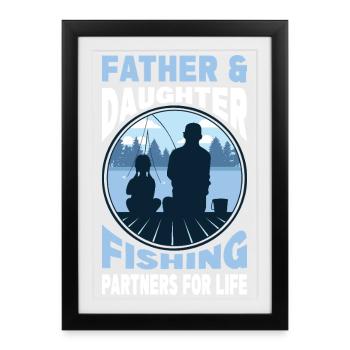 Pêche Père et Fille - Organisation Partenaire pour la Vie - Affiche encadrée (27 × 37 cm) - noir - Devant