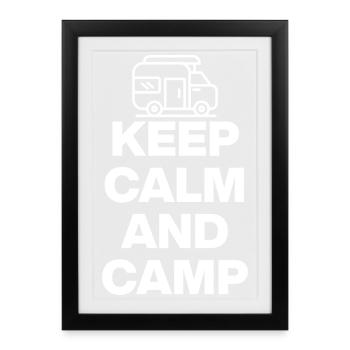 KEEP CALM AND CAMP! VANLIFE VANLOVE MOTORHOME - Framed poster (27 × 37 cm) - black - Front
