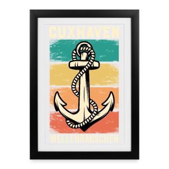 Vacances en mer du Nord CUXHAVEN BRUIT DE VAGUE Drôle - Affiche encadrée (27 × 37 cm) - noir - Devant