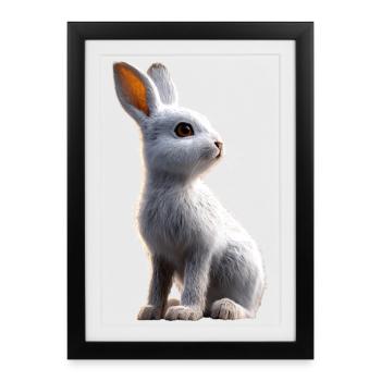 Lapin de montagne Lièvre arctique Labiin albinos Lapin blanc - Affiche encadrée (27 × 37 cm) - noir - Devant