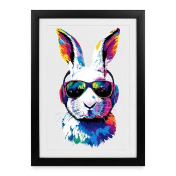 Lapin de montagne Lièvre arctique Labiin albinos Lapin blanc - Affiche encadrée (27 × 37 cm) - noir - Devant