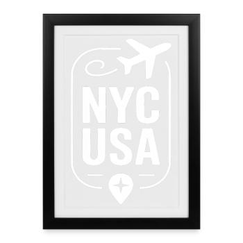 New York City USA Voyage - Affiche encadrée (27 × 37 cm) - noir - Devant