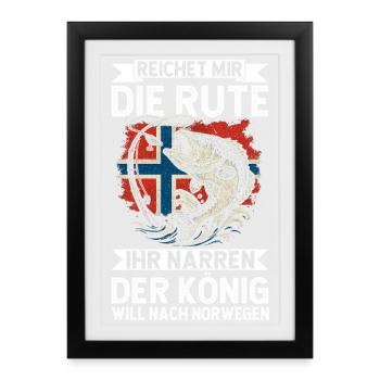 Donnez-moi la baguette, imbéciles, roi de Norvège - Affiche encadrée (27 × 37 cm) - noir - Devant