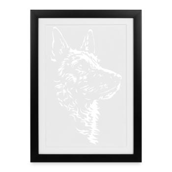 Silhouette belge de Laekenois Chien Wilsigns - Affiche encadrée (27 × 37 cm) - noir - Devant