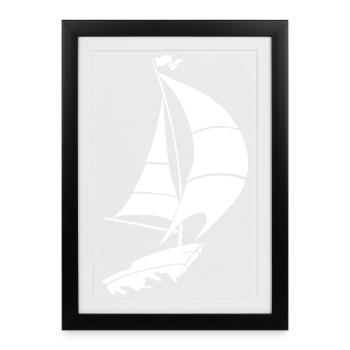 Minimalist Sailboat Lake Silhouette - Framed poster (27 × 37 cm) - black - Front
