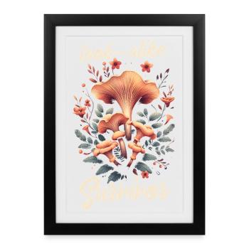 Sosie survécu | Forêt de l’humour de champignons - Affiche encadrée (27 × 37 cm) - noir - Devant