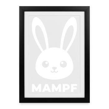 Motif délicat de lapin lapin - Affiche encadrée (27 × 37 cm) - noir - Devant