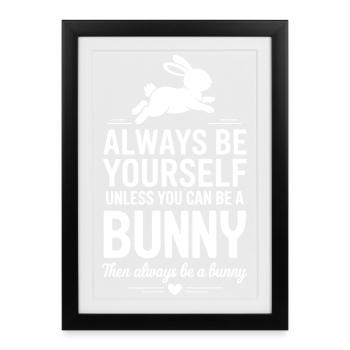 Expressions de lapins Drôle de cadeau de lapin - Affiche encadrée (27 × 37 cm) - noir - Devant