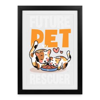 Future sauveteuse d’animaux adopte les droits des animaux - Affiche encadrée (27 × 37 cm) - noir - Devant