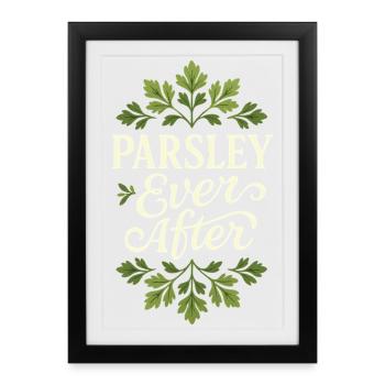 Persil pour toujours | Jeu de mots sur la cuisine à base d’herbes - Affiche encadrée (27 × 37 cm) - noir - Devant