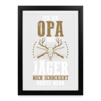 Opa Großvater Jagd Jagen Waidmann Jäger - Gerahmtes Poster (27 × 37 cm) - Schwarz - Vorne