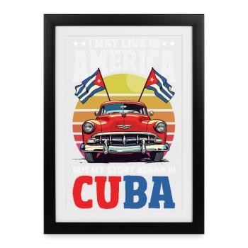 Cuba Pride & Home - Design du drapeau de Cuba - Affiche encadrée (27 × 37 cm) - noir - Devant