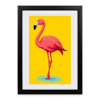 Flamant - Affiche encadrée (27 × 37 cm) - noir - Devant