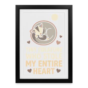 Maman Sugar Glider Amante des animaux exotiques - Affiche encadrée (27 × 37 cm) - noir - Devant