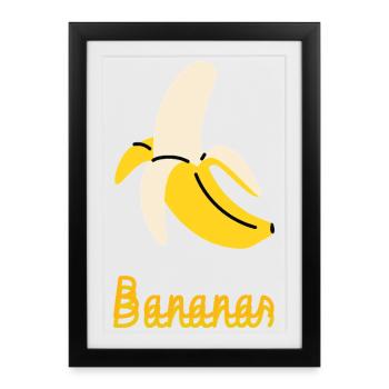 Banana Pop Art Graphic - Funny Banana Fruit Design - Framed poster (27 × 37 cm) - black - Front