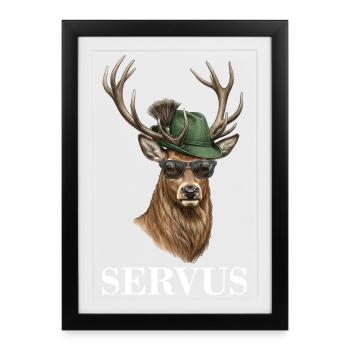Deer Deer Servus - Framed poster (27 × 37 cm) - black - Front