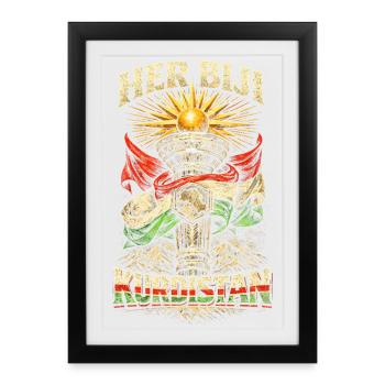Her Biji Kurdistan Kurde Kurden - Gerahmtes Poster (27 × 37 cm) - Schwarz - Vorne