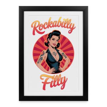 Rockabilly Filly Vintage Tattoo Retro Look - Framed poster (27 × 37 cm) - black - Front