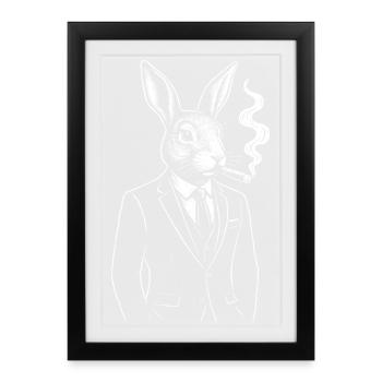 Dapper Rabbit en costume fumant - Affiche encadrée (27 × 37 cm) - noir - Devant