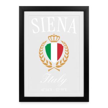 Couronne aux armoiries de Sienne (Italie) – Souvenir de voyage - Affiche encadrée (27 × 37 cm) - noir - Devant