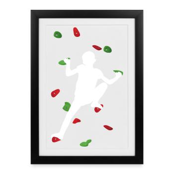 Kids White Climbing Wall – small Boulder - Framed poster (27 × 37 cm) - black - Front