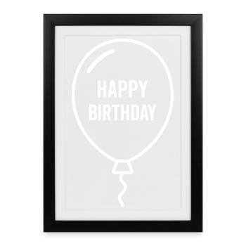 Happy Birthday Balloon – Birthday Design - Framed poster (27 × 37 cm) - black - Front